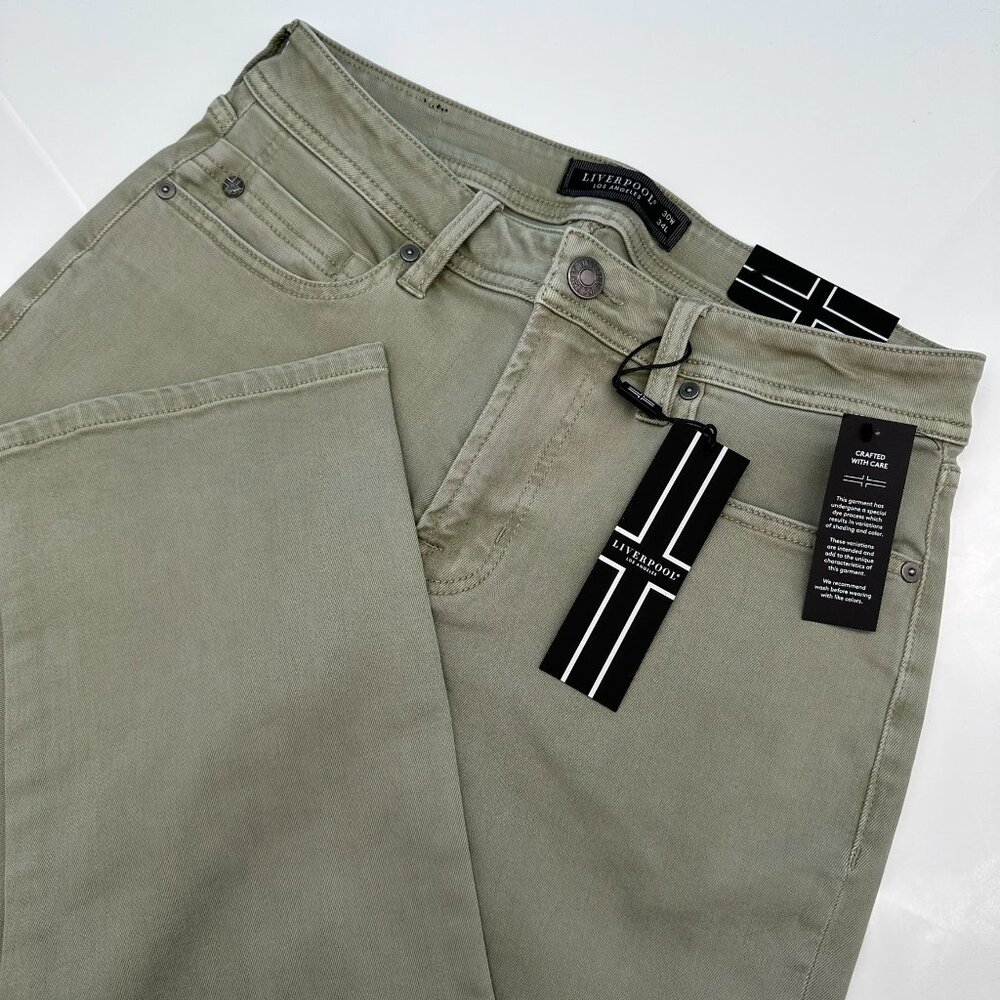 Liverpool LA Mens Regent Relaxed Straight Color Denim Jean Size W30 x L34, Stone